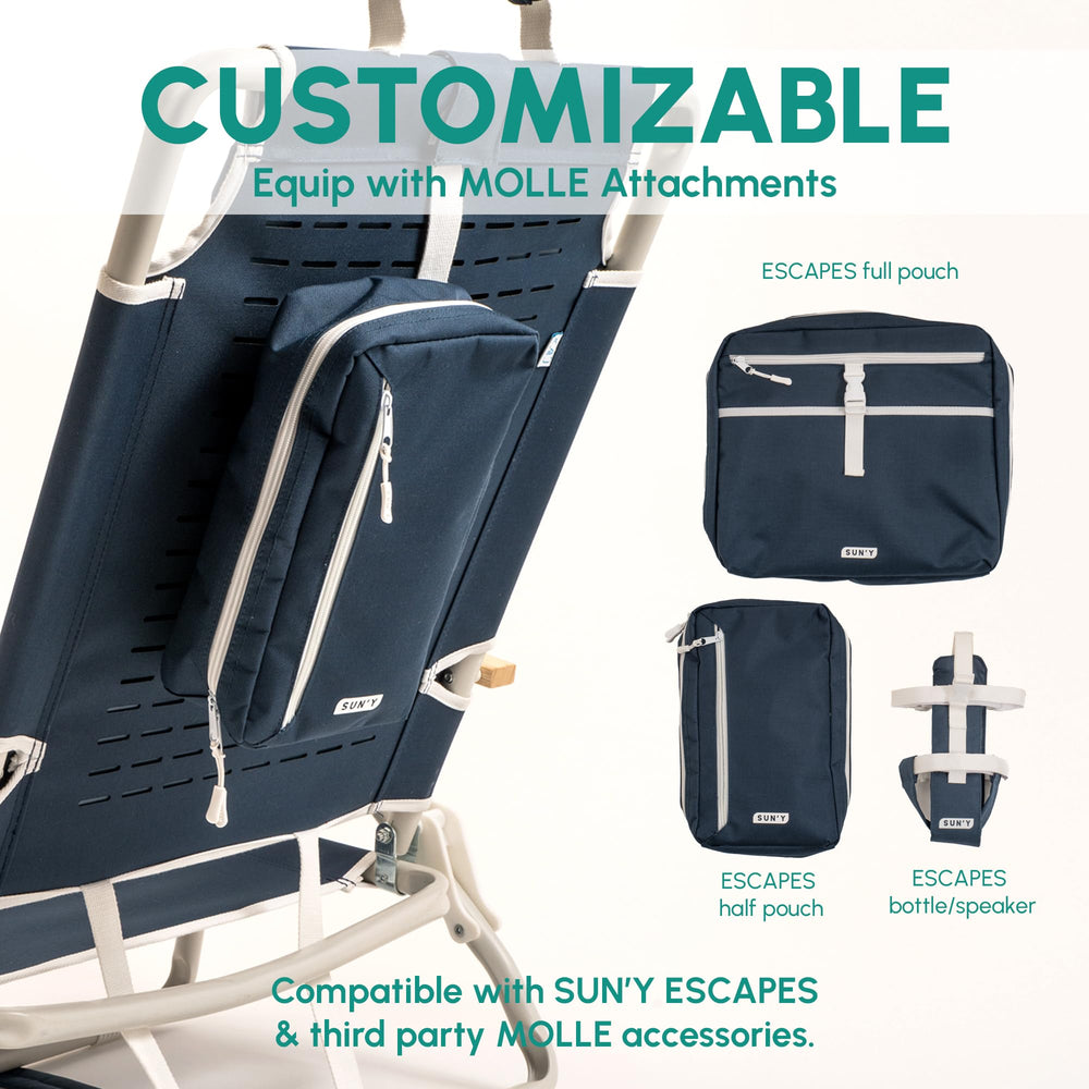 SUN'Y Escapes MOLLE attachments enable customized comfort on the go.