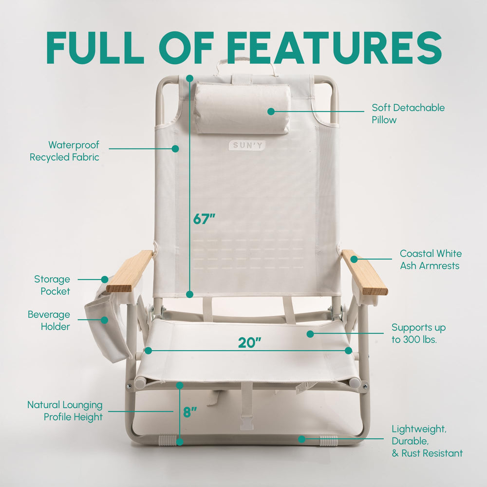 SUN'Y Escapes backpack straps make hands-free beach trips easy.