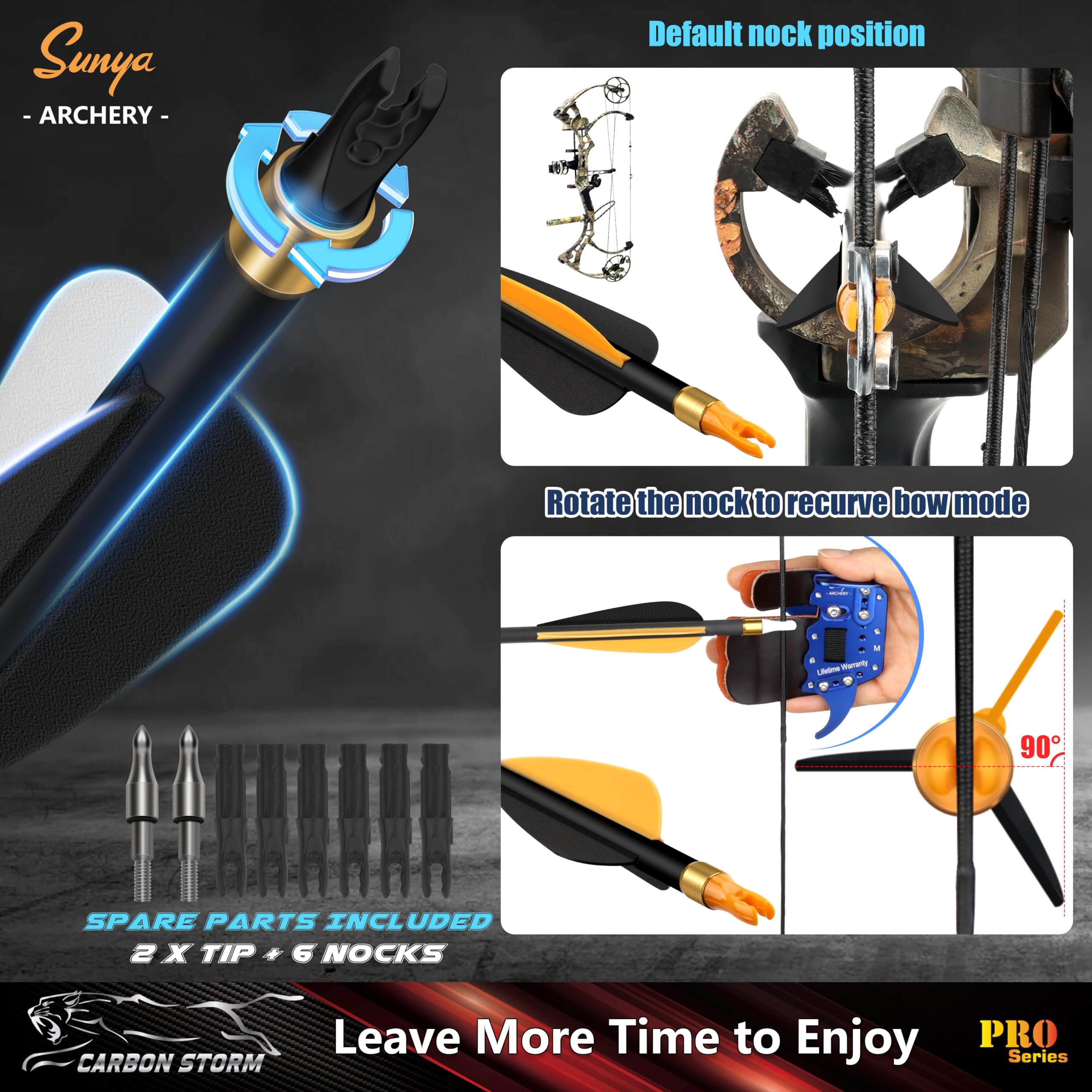 SUNYA 3-inch TPU vanes promote balanced, stable arrow flight