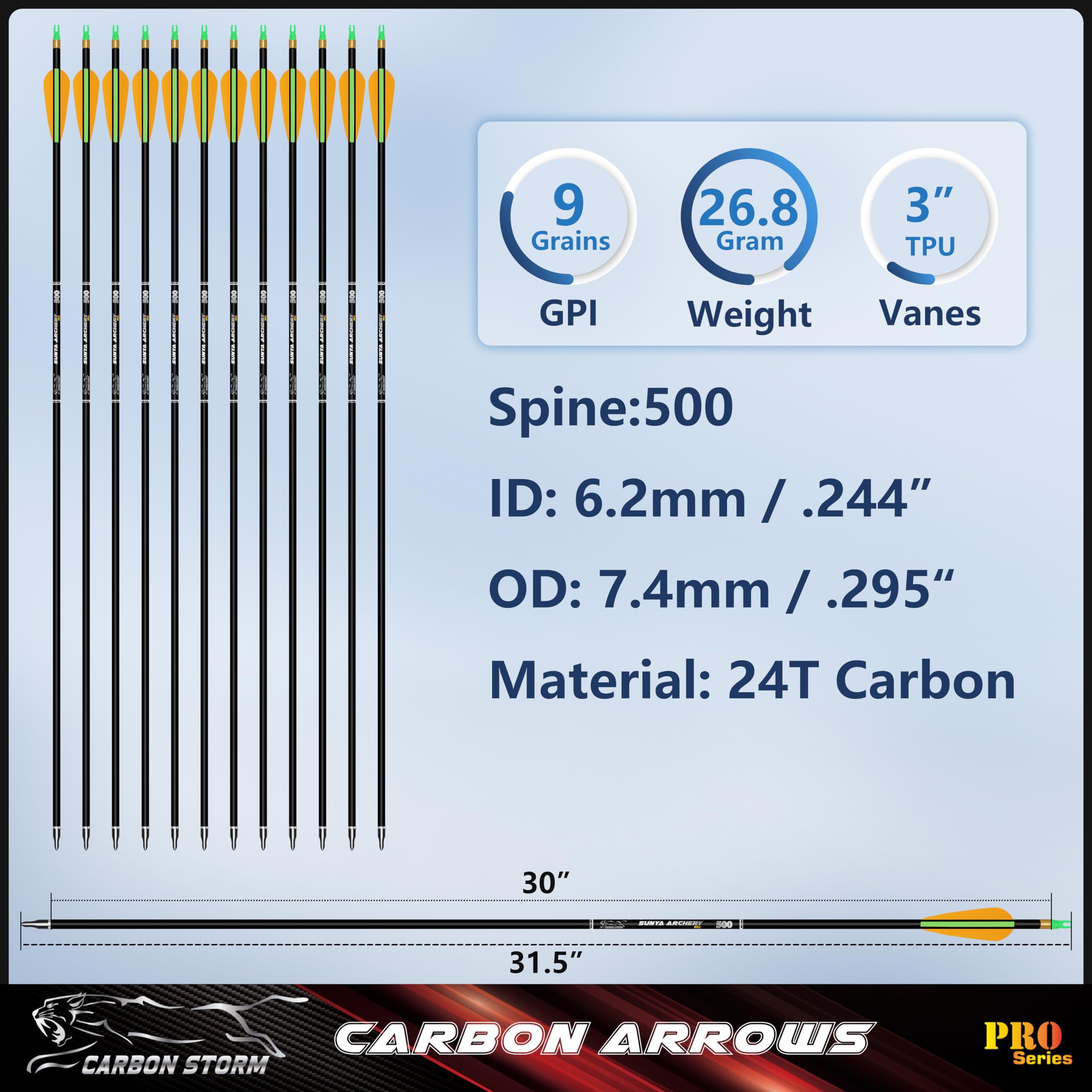 SUNYA archery arrows 12pcs packaging ready for immediate practice sessions