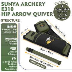 SUNYA hip quiver shows 3-arrow tubes for fast reloads and organized ammo
