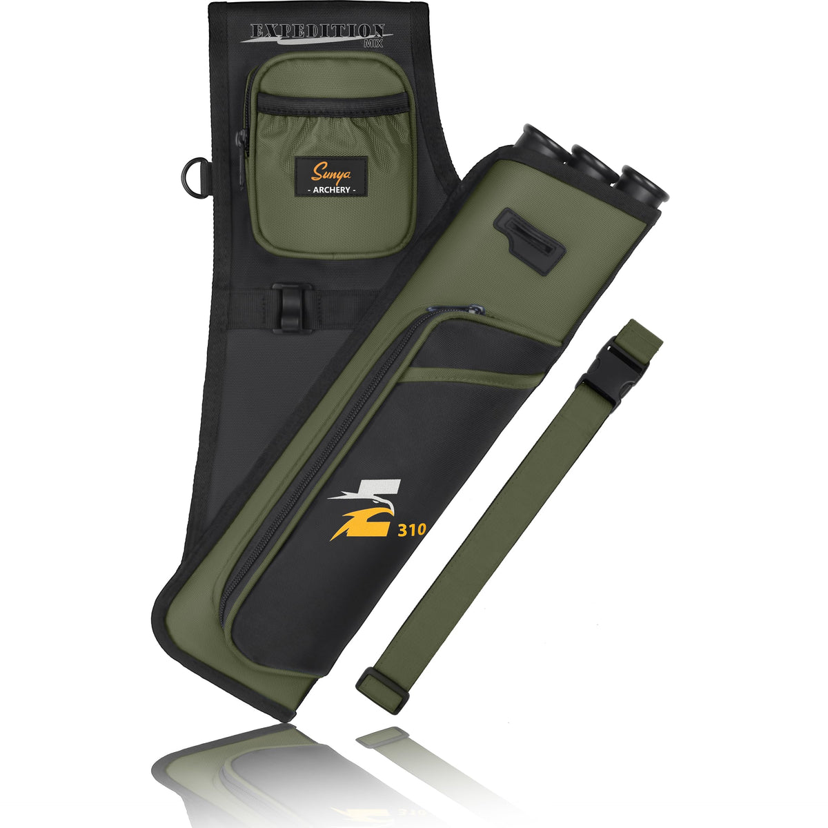 SUNYA Archery Hip Quiver army green side view for field access