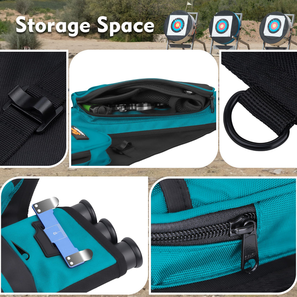 SUNYA Archery Hip Quiver D-loop ring and hook detail for gear organization.