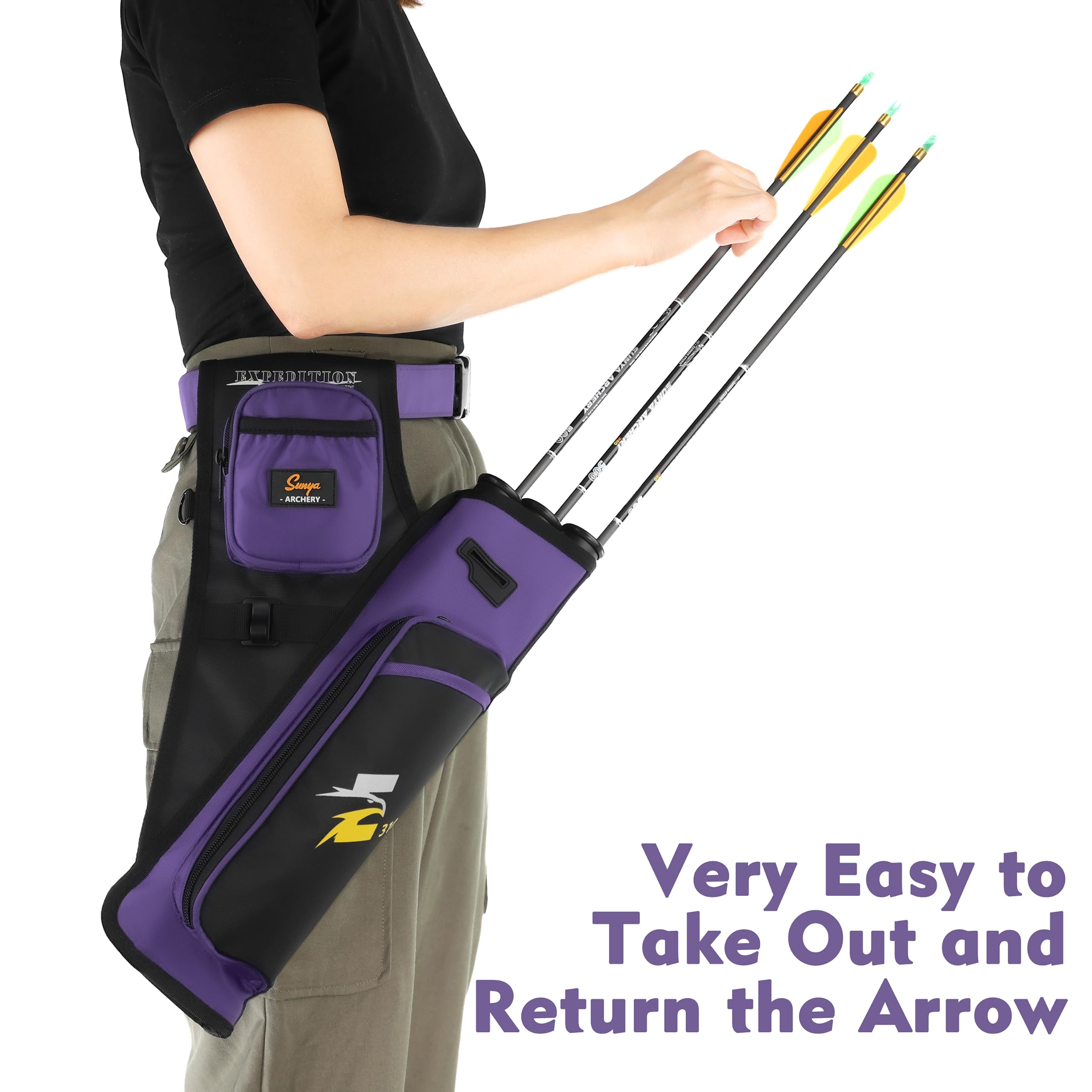 SUNYA hip quiver with D-loop ring and hooks keeps tools handy during sessions.