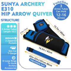 SUNYA Archery Hip Quiver left blue arrow tubes ready for reloading