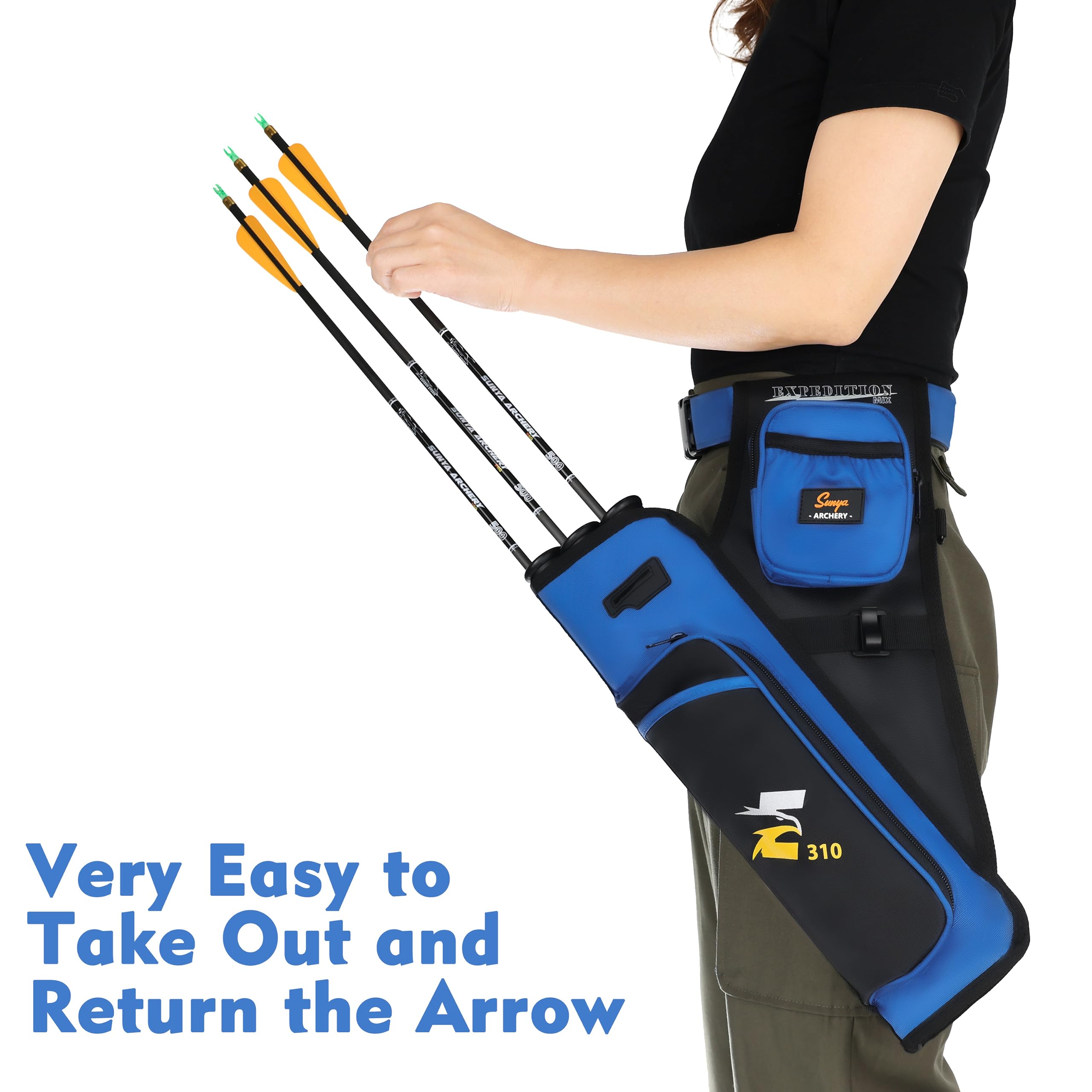 SUNYA Archery Hip Quiver left blue D-loop rings and hook