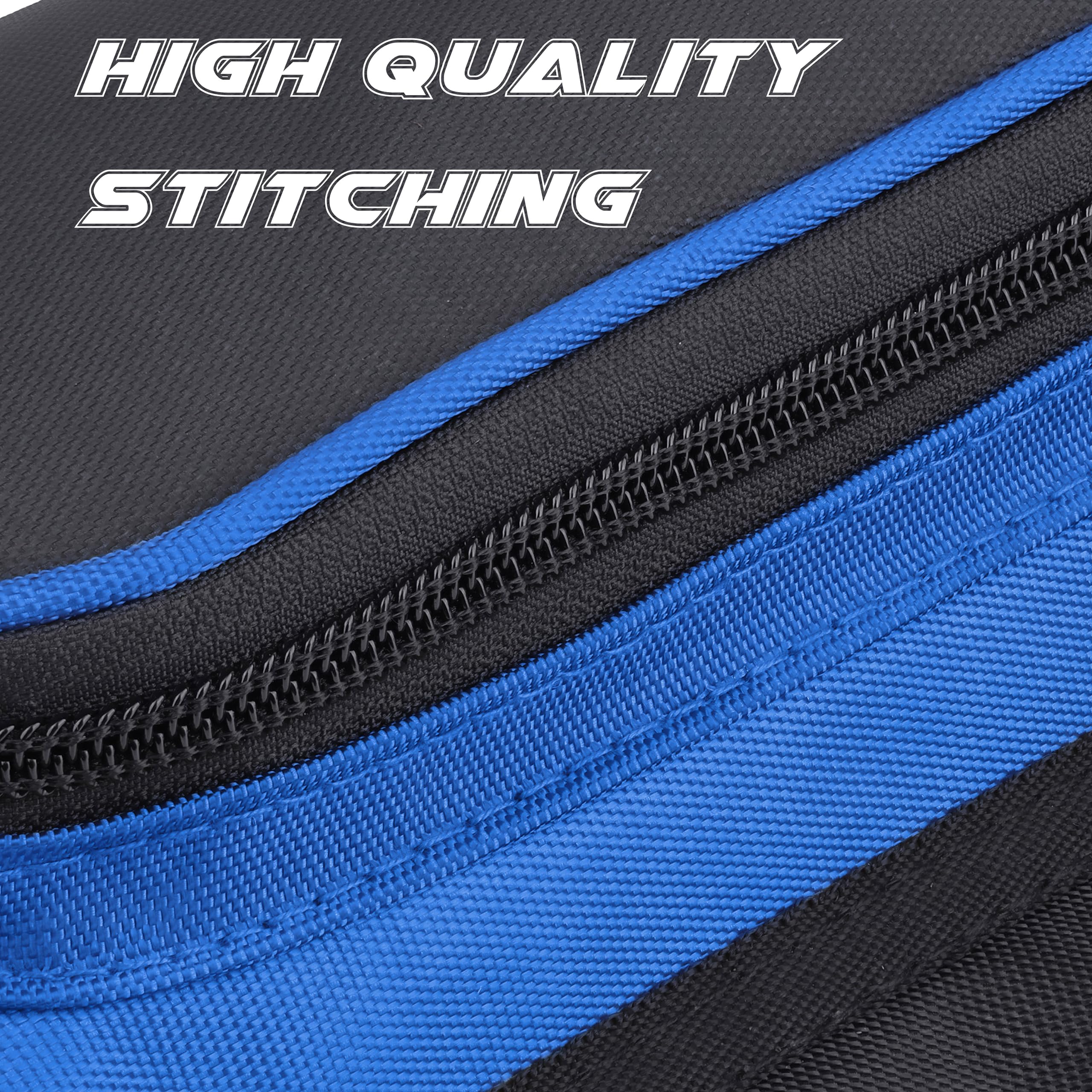 SUNYA Archery Hip Quiver left blue open pockets with gear