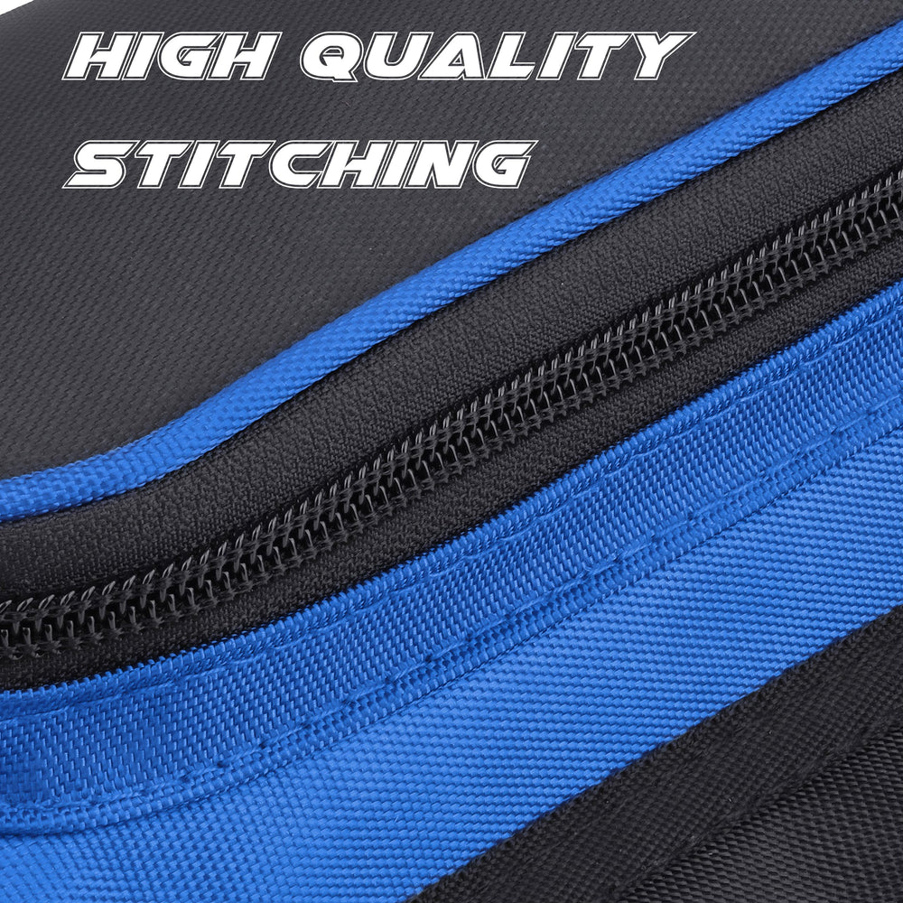 SUNYA Archery Hip Quiver left blue open pockets with gear