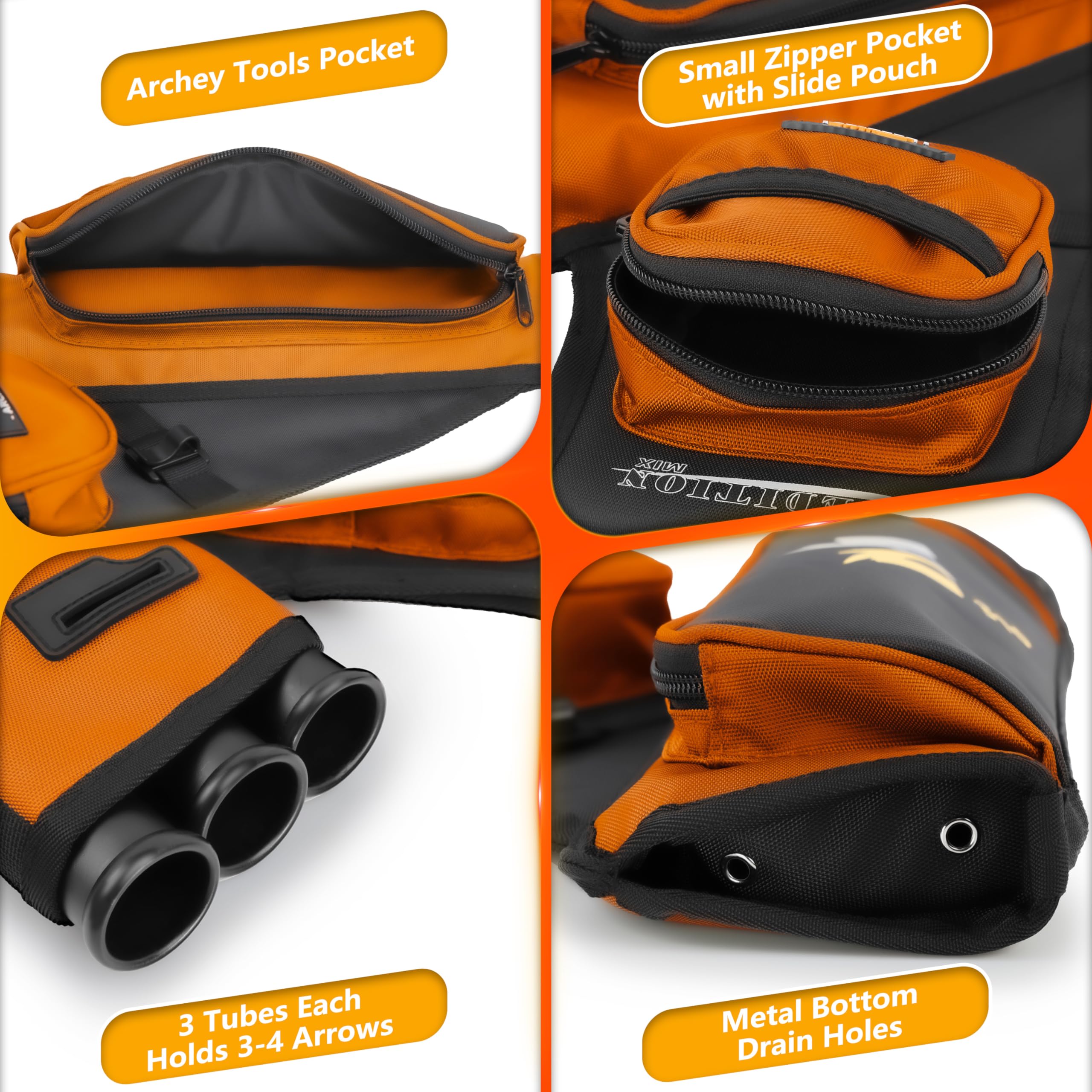 SUNYA Archery quiver orange color increases visibility during practice.
