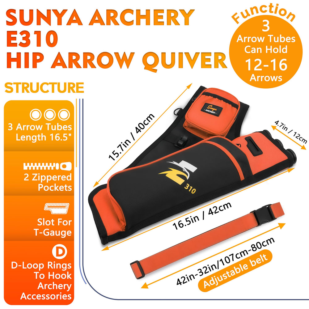 SUNYA hip quiver pockets organize gloves, release aids and score cards.