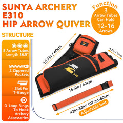 SUNYA hip quiver pockets organize gloves, release aids and score cards.