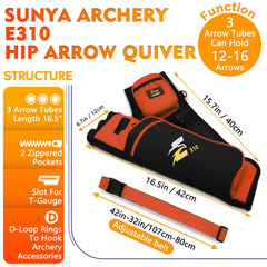 SUNYA Archery Hip Quiver three tubes for organized arrow storage