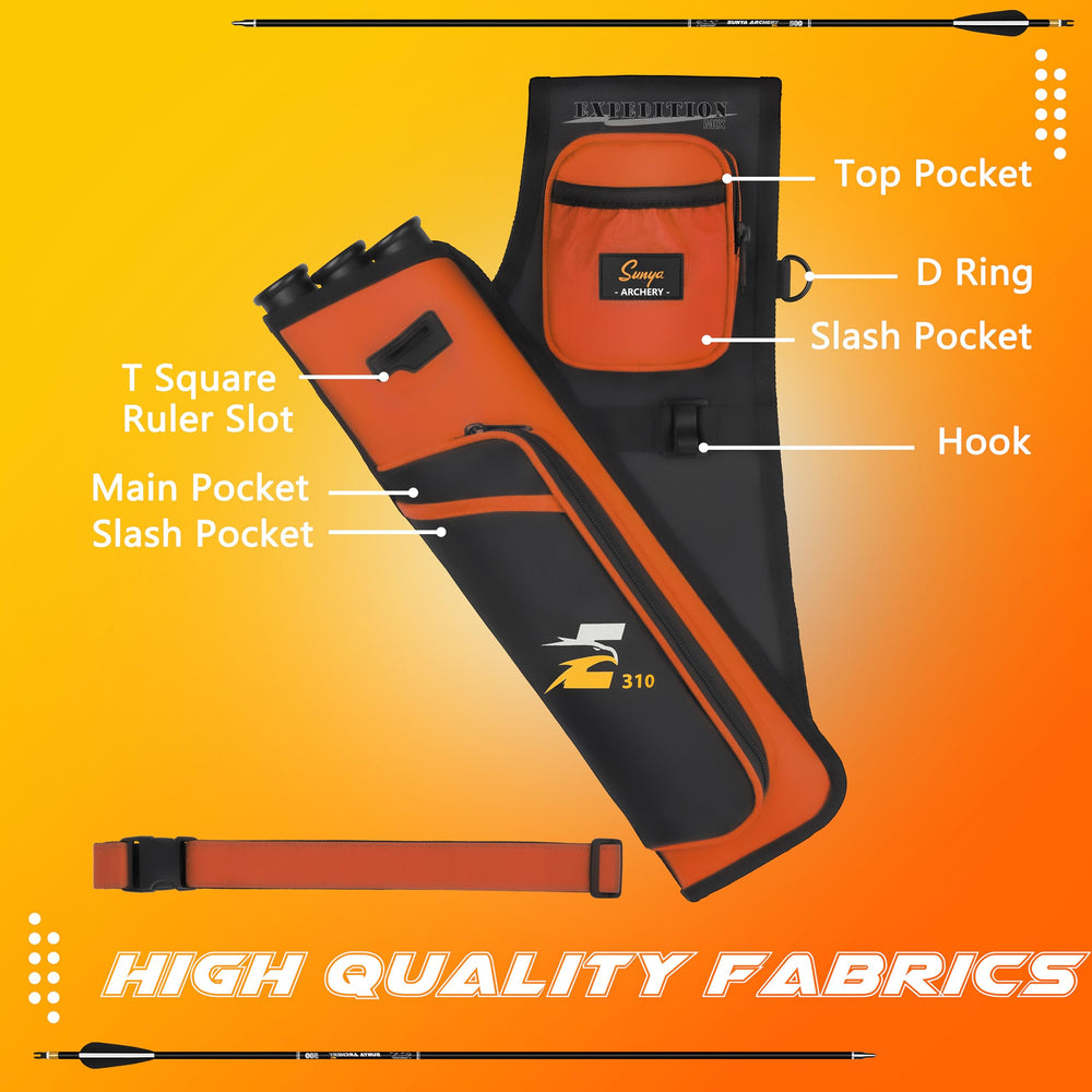 SUNYA Archery Hip Quiver zippered pockets for gloves and score cards