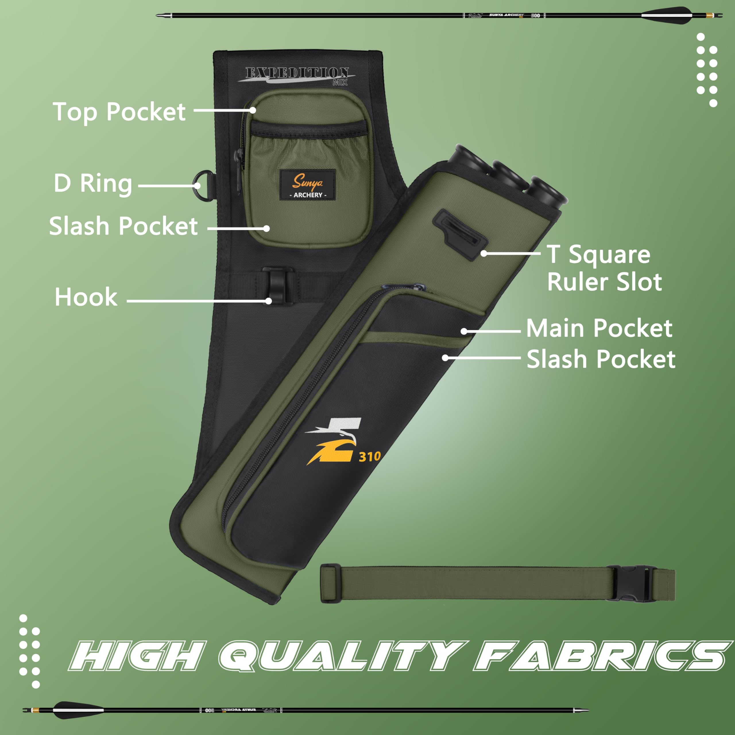 SUNYA Archery Hip Quiver zipper pockets feature quick-access storage