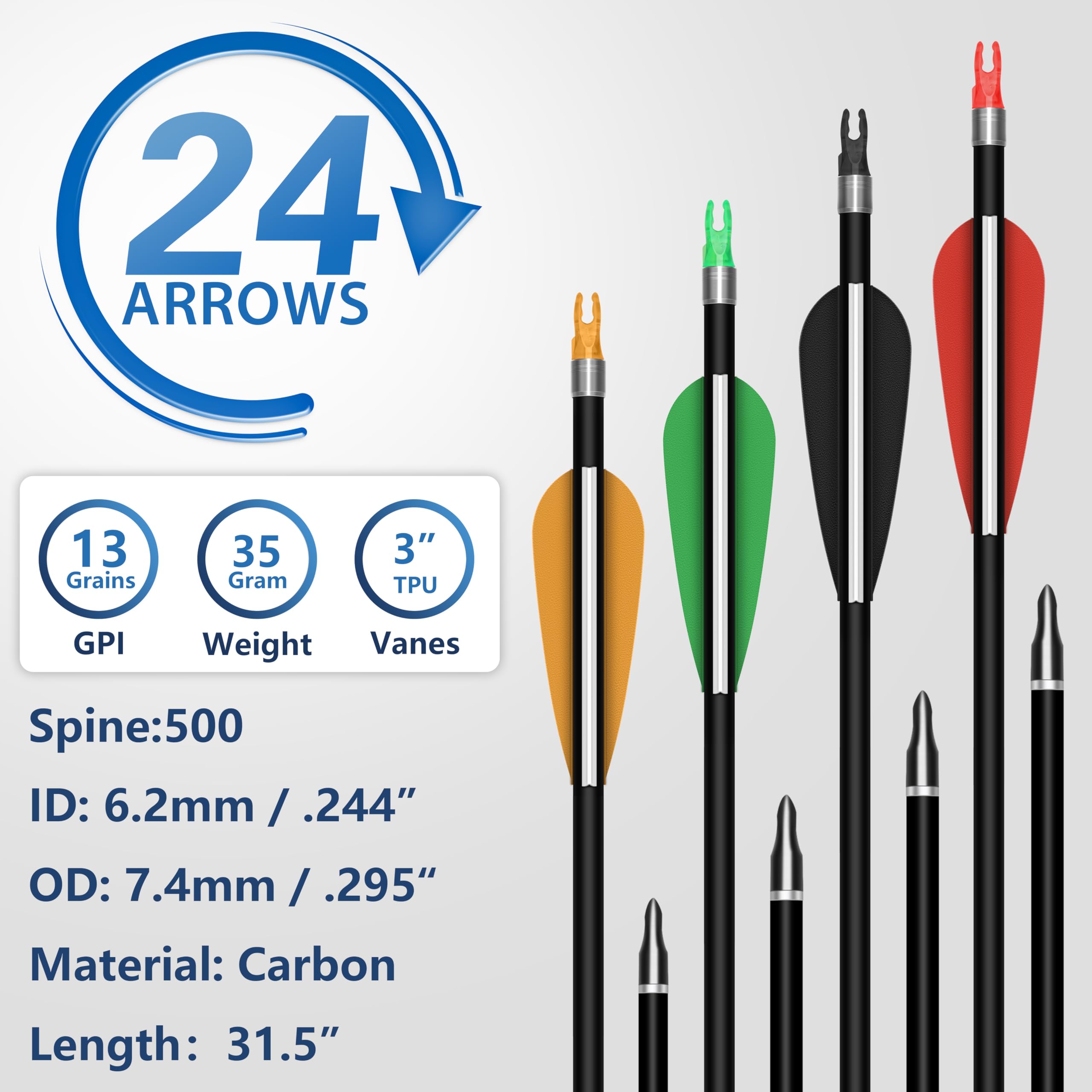 SUNYA Archery removable tips 100-grain included for easy tip swaps