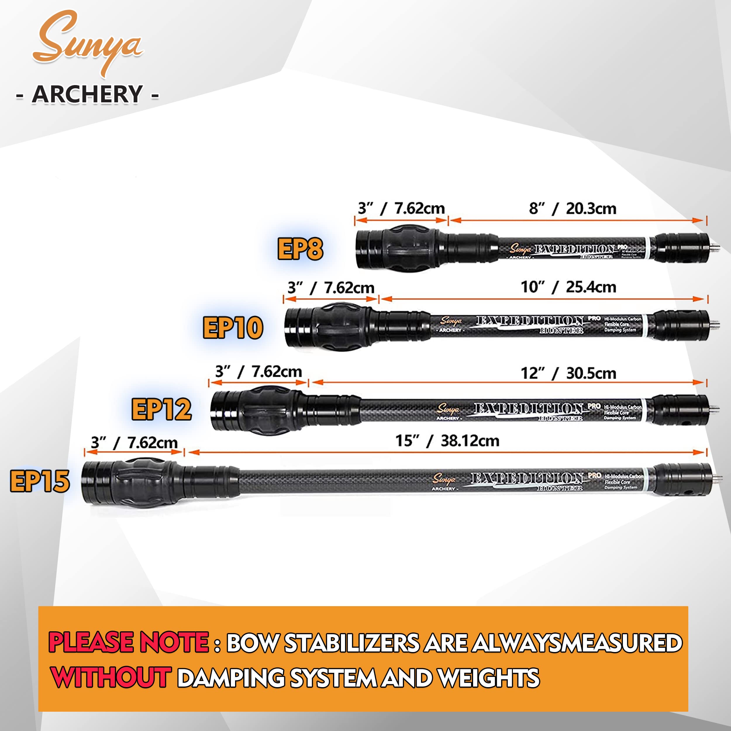 SUNYA rear-stabilizer capability helps balance the bow for compound setups