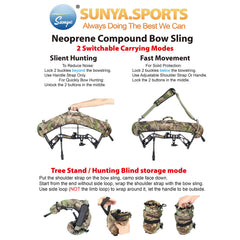 SUNYA bow sling silent hunting mode enables quick removal while remaining equipped