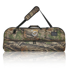 SUNYA compound bow case with MOLLE system in camo for organized gear transport.
