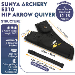 SUNYA quiver arrow tubes hold 9 to 12 arrows for extended sessions