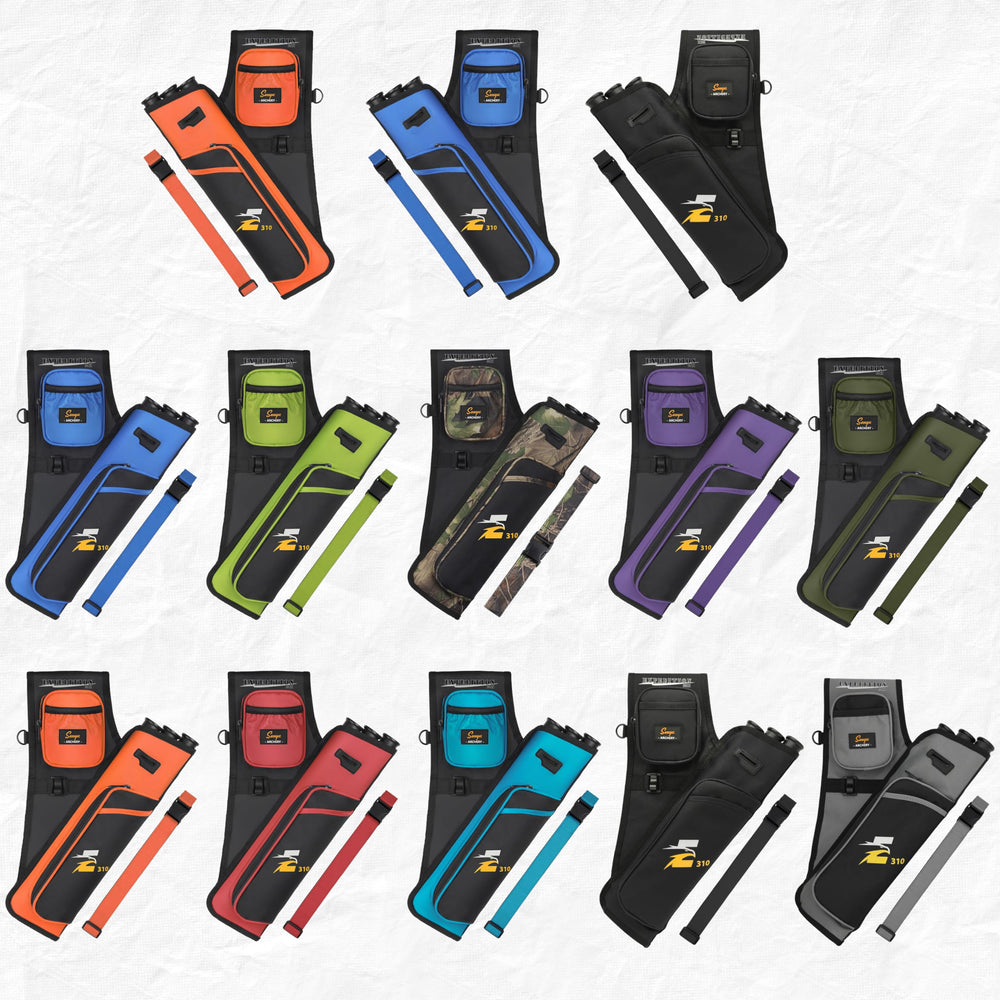 SUNYA left-handed archery hip quiver oriented for left-hand use