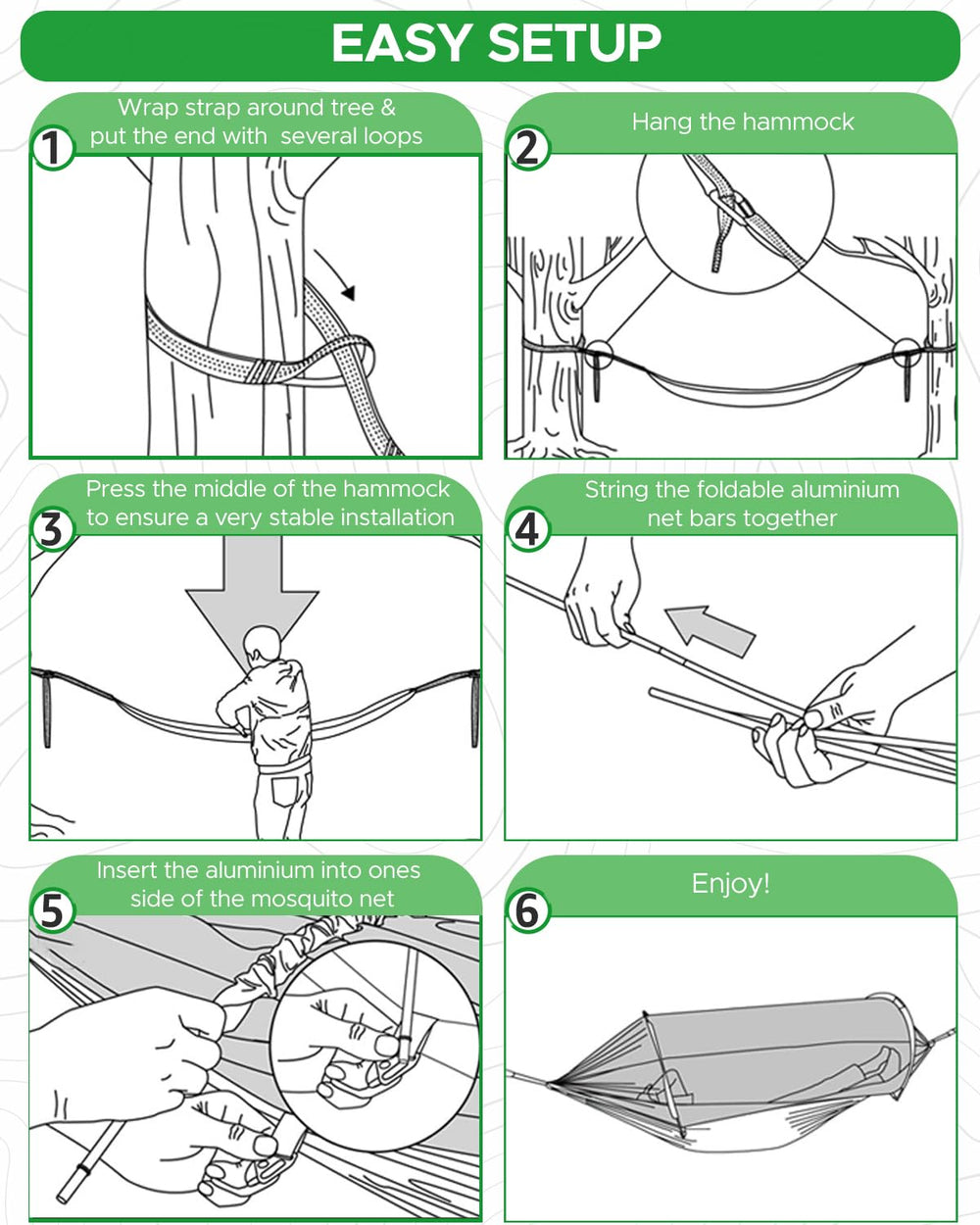Sunyear camping hammock in-use outdoors demonstrates cozy, stable sleeping setup.