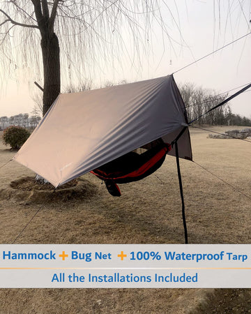 Sunyear hammock-adjustable-ropes-straps enables quick, easy setup on trees.