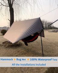 Sunyear hammock-adjustable-ropes-straps enables quick, easy setup on trees.