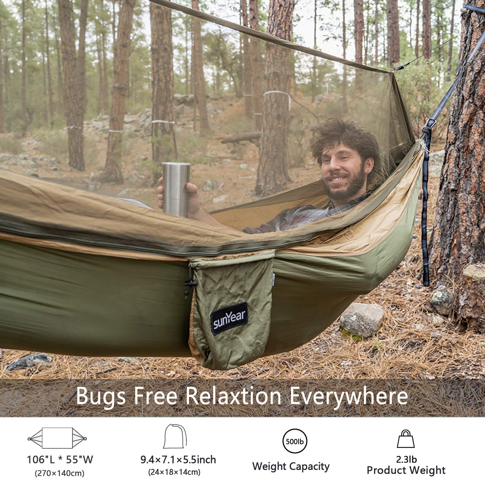 Sunyear hammock ample-space interior allows reading or nap comfortably.