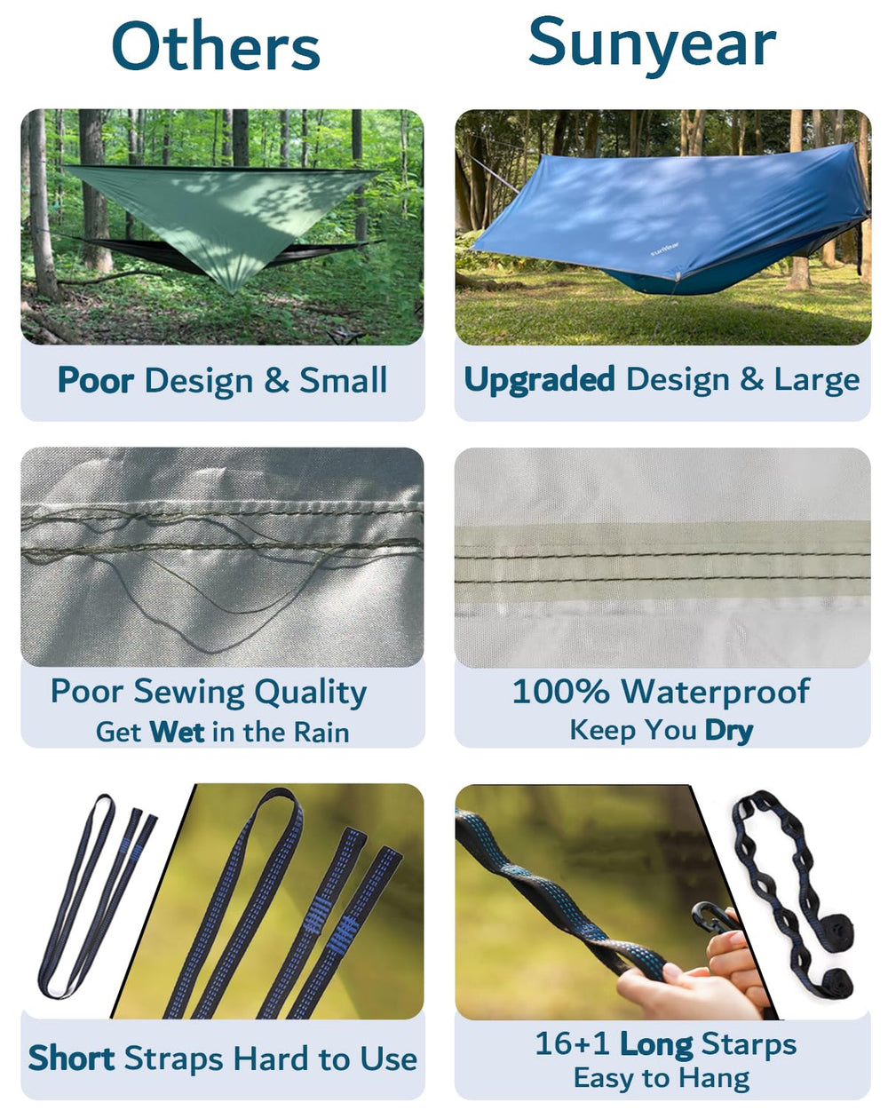 Sunyear hammock-dense-insect-net keeps bugs out for quiet nights outdoors.