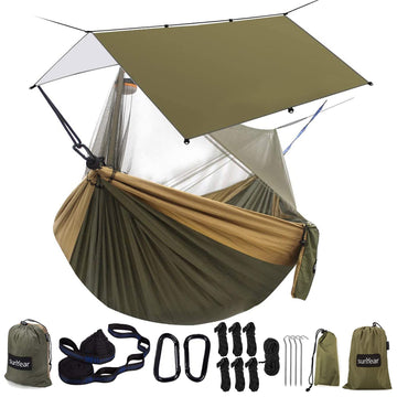 Sunyear hammock-setup shows a sturdy, comfortable camping setup for calm outdoor relaxation.