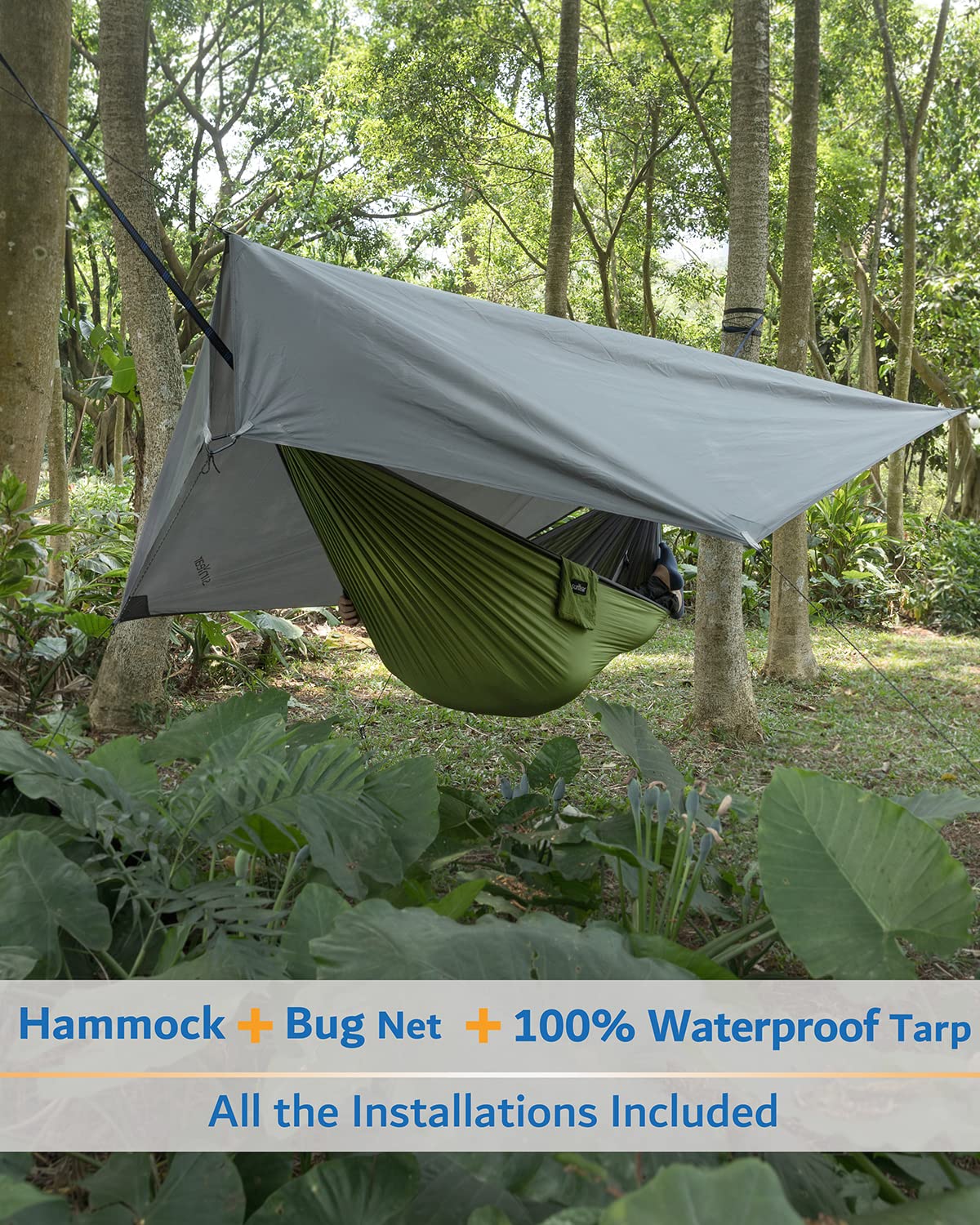Sunyear hammock straps pack demonstrates quick, tool-free setup with adjustable straps.
