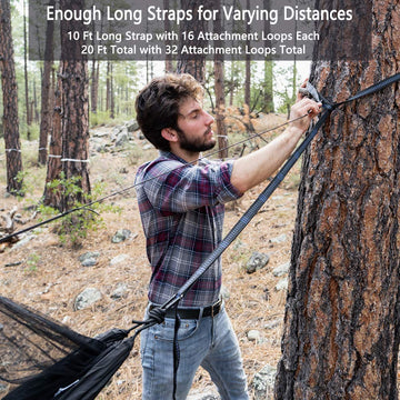 Sunyear hammock tree-straps 16+1 loops illustrate adjustable setup.