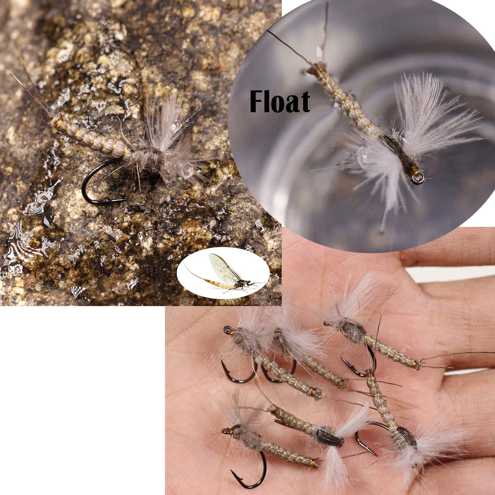 Suoliweng 9-pack flies close-up showing durable black nickel hooks