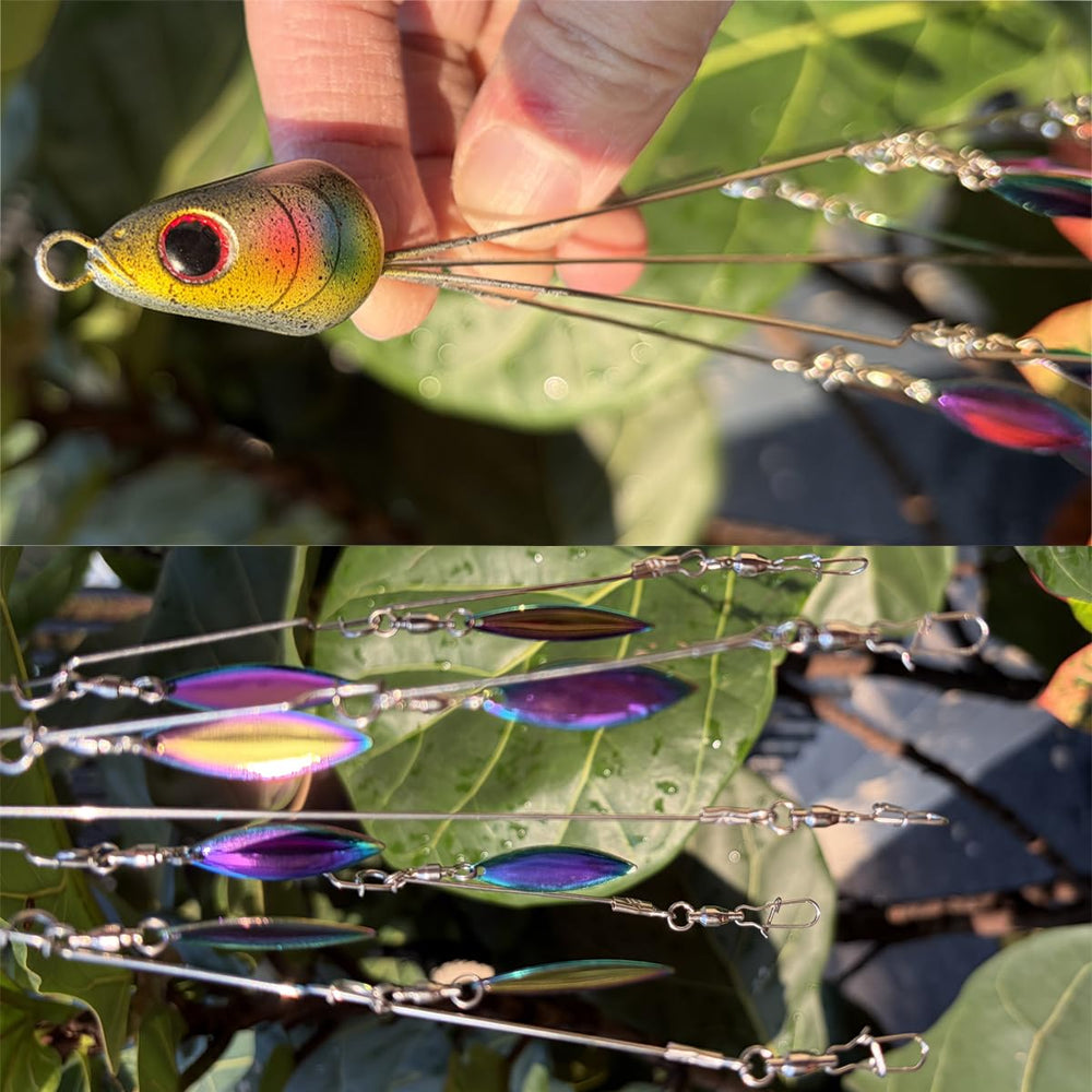 Double-deck setup allows versatile trolling configurations for bass anglers.