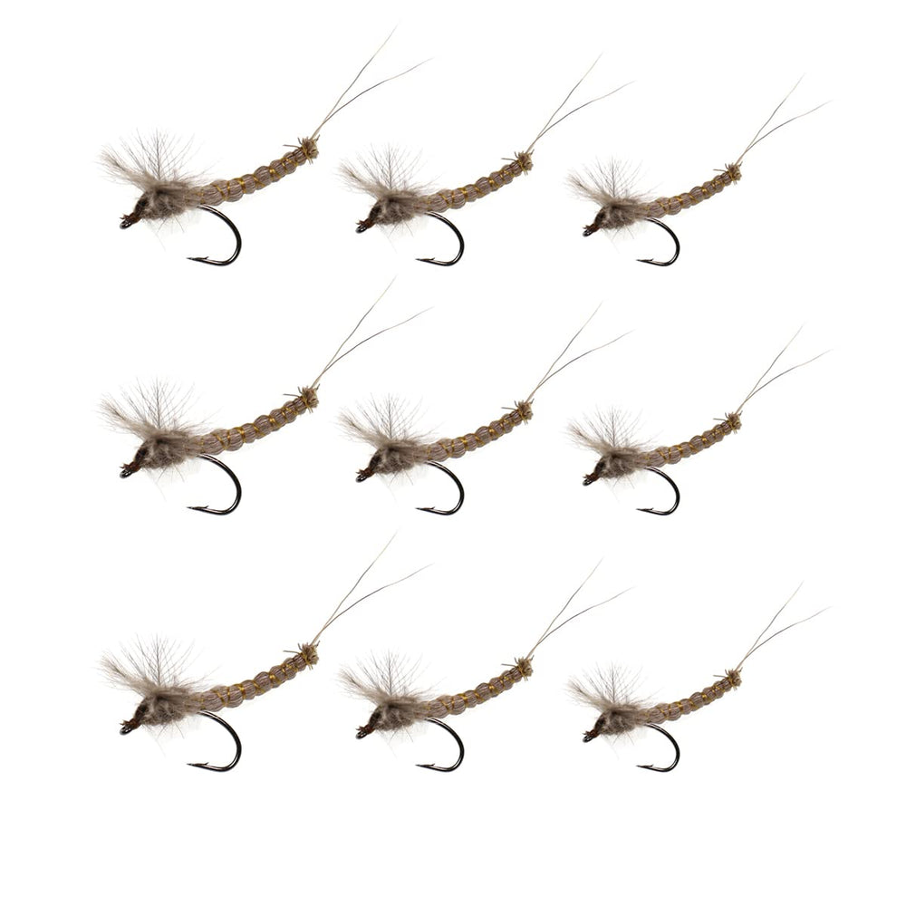 Suoliweng white winged mayfly dry fly resting on water for surface fishing