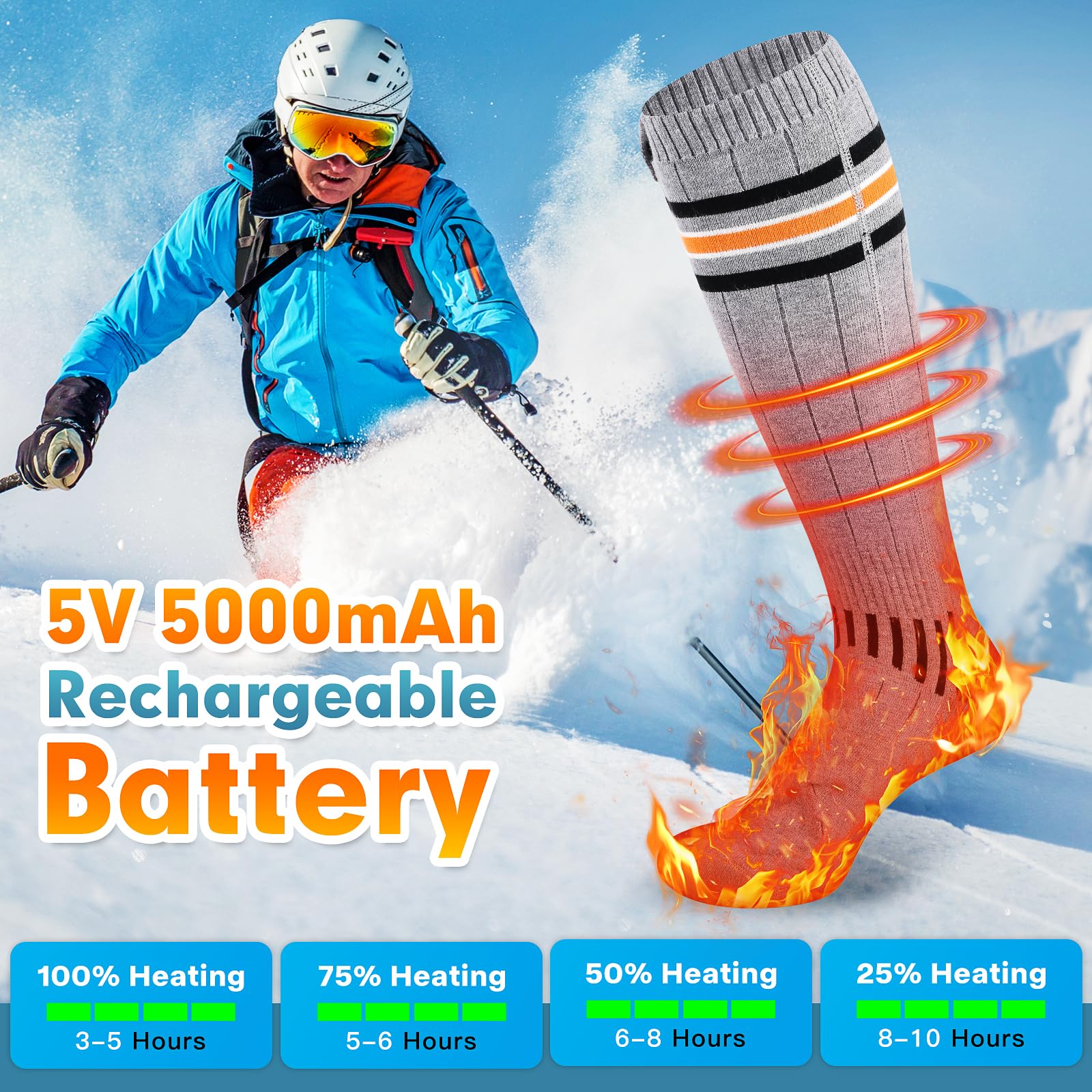 Suonncudst heated-socks 3D hidden-wiring delivers full-foot warmth from toes to instep