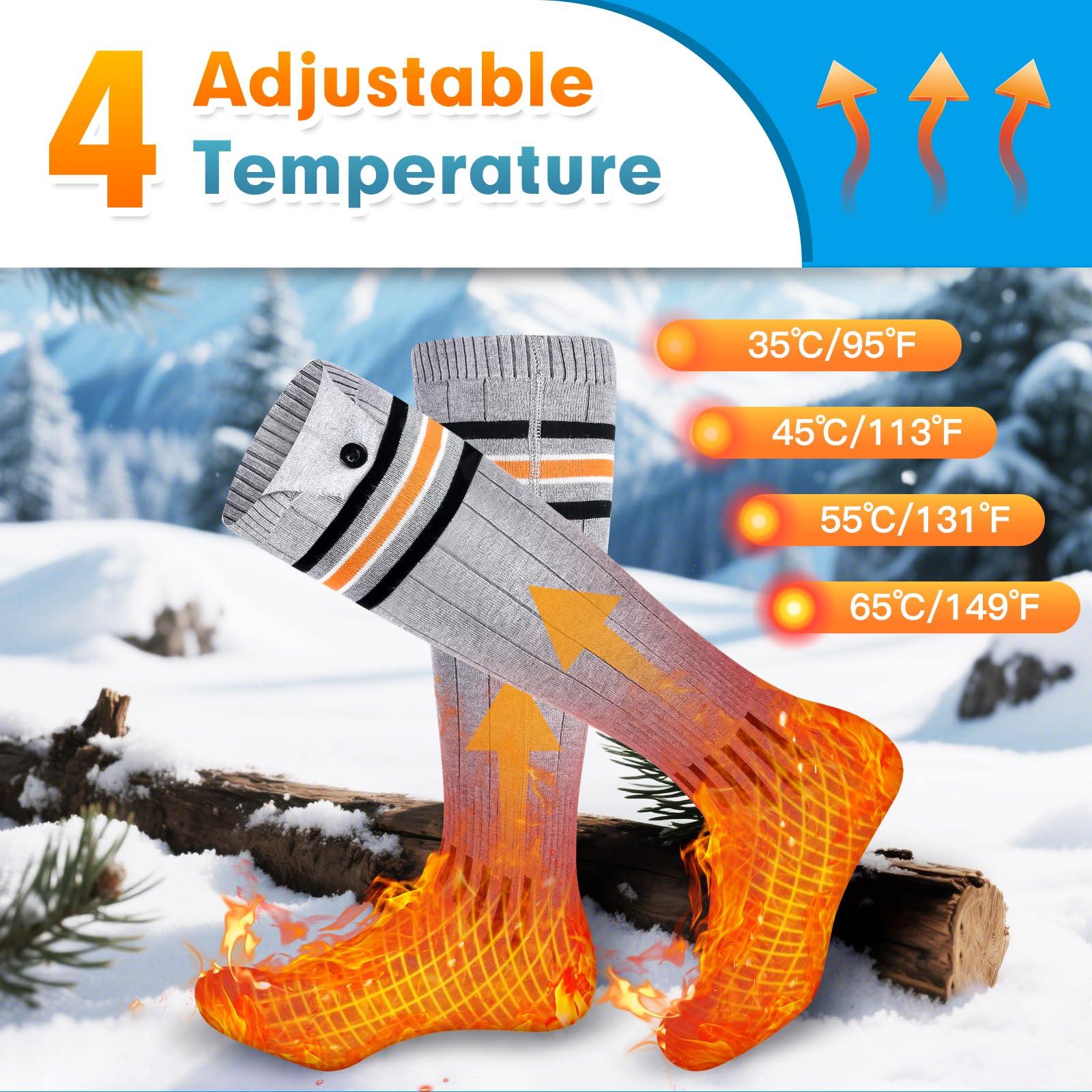Suonncudst heated-socks soft breathable fabric keeps feet comfortable all day
