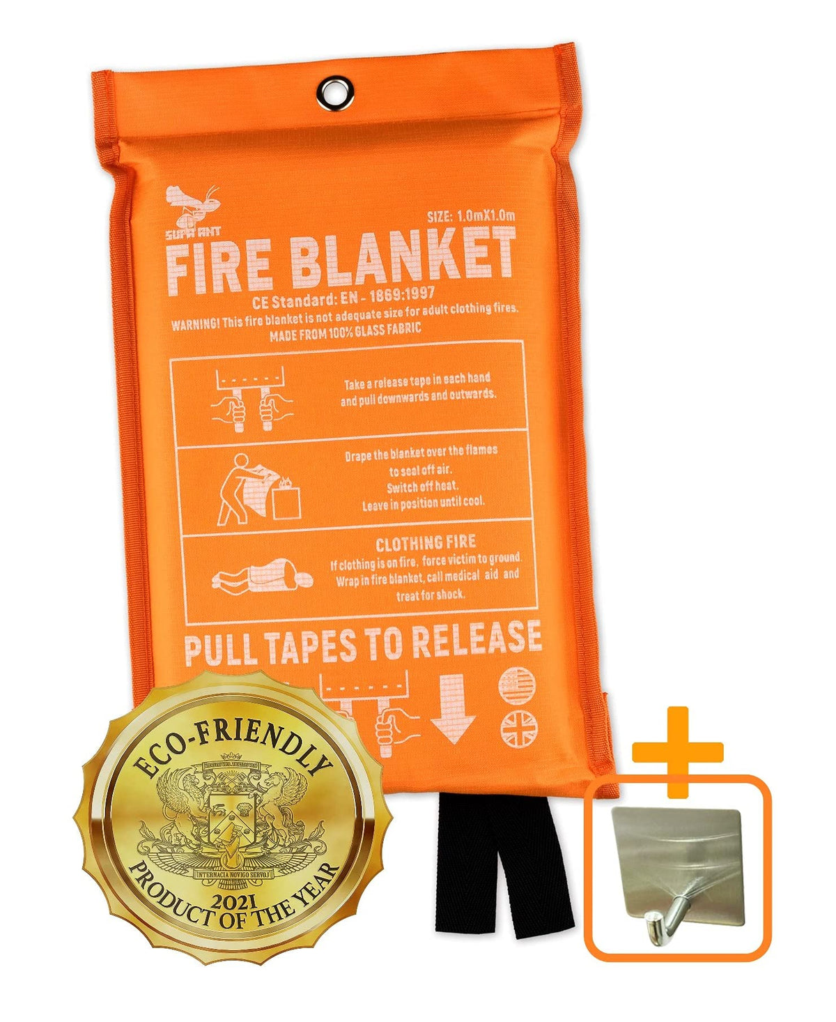 Supa Ant fire blanket wall mount for rapid access during emergencies.