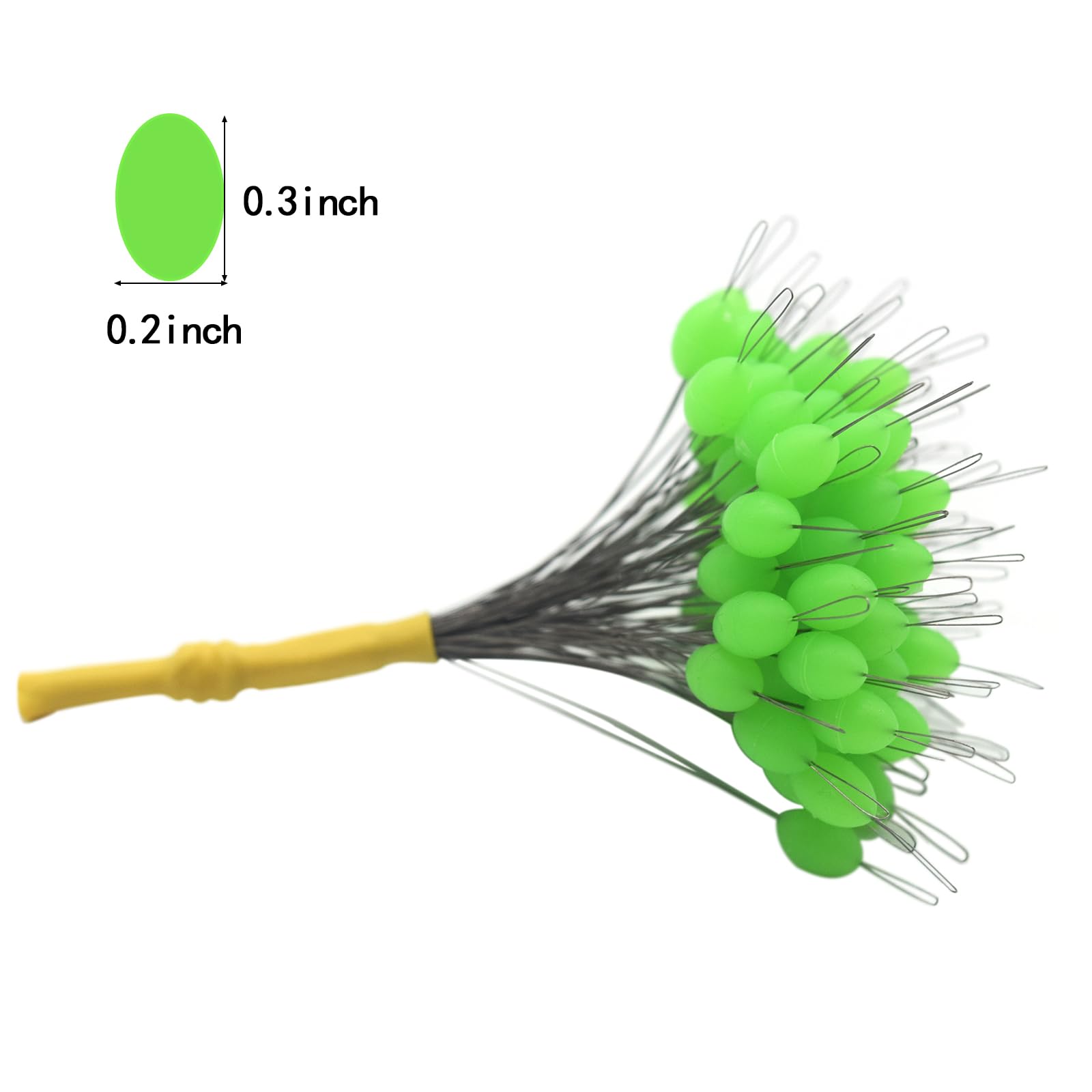 Close-up of green silicone bobber stop on fishing line