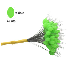 Close-up of green silicone bobber stop on fishing line