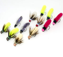 Superbe Flies Mop Jig Nymphs with tungsten beads for trout in fast water.