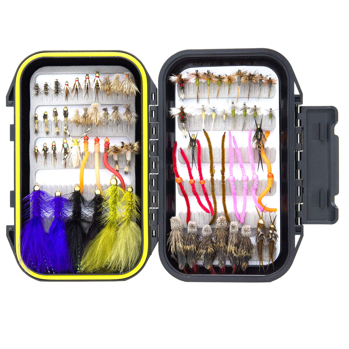 Superbe Flies 72-trout fly kit in a waterproof box for organized trout patterns.