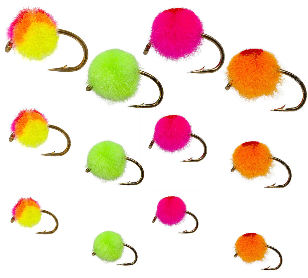 Superbe Flies Egg Fly Pack—premium egg patterns ideal for catching wary river fish.