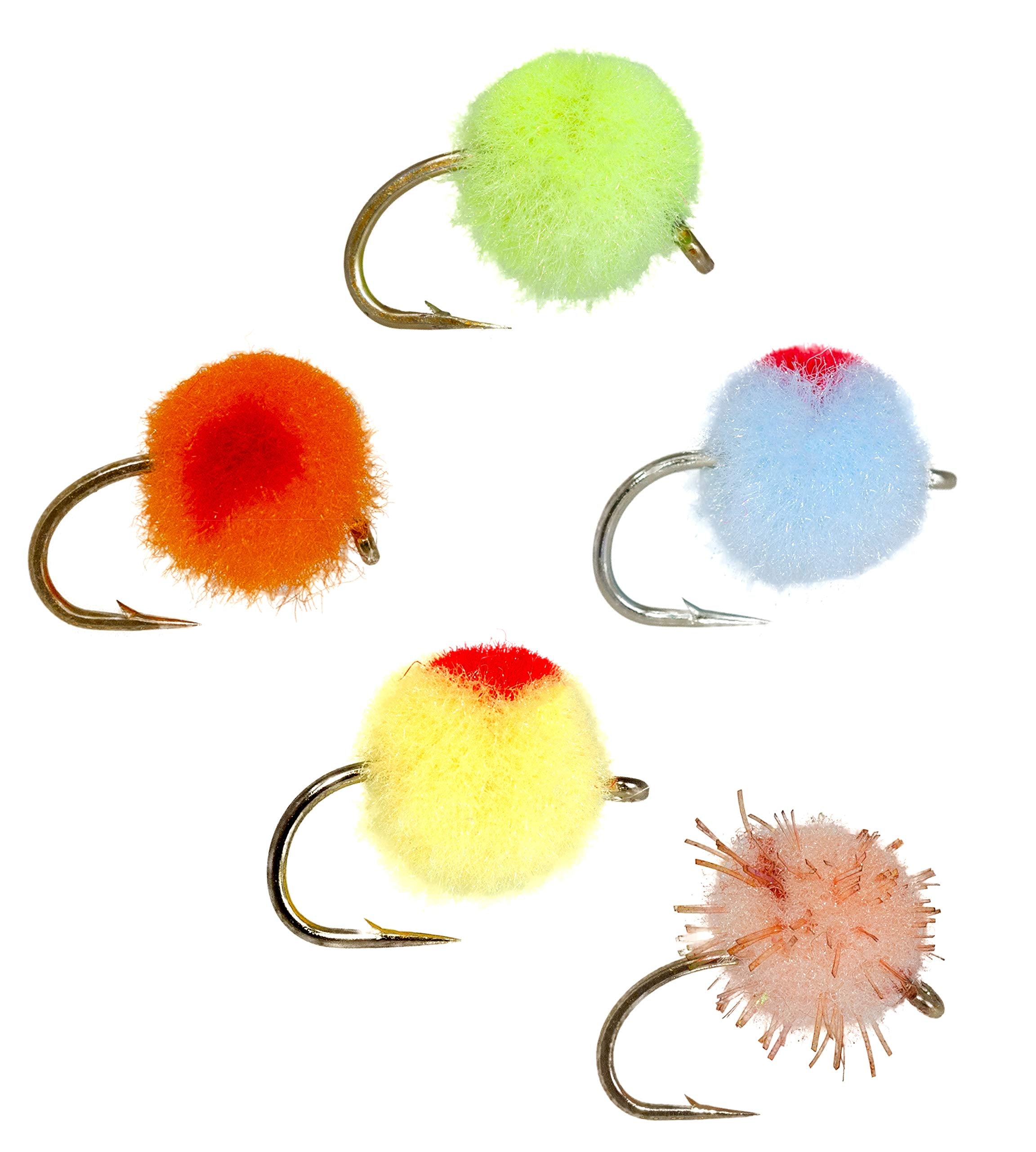 Superbe Flies Glow Bug fly egg assortment offers high visibility for steelhead and trout.