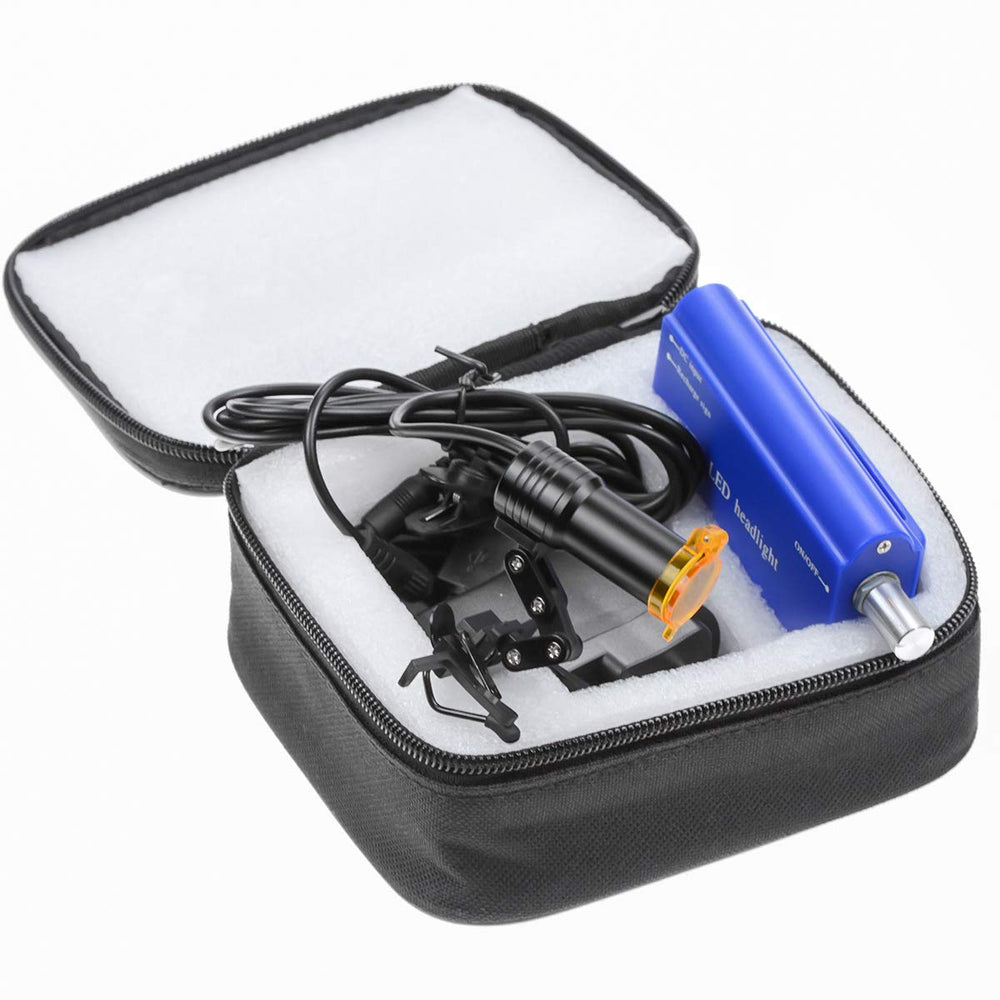 Superdental clip-on compatibility ensures secure attachment to binocular loupes.
