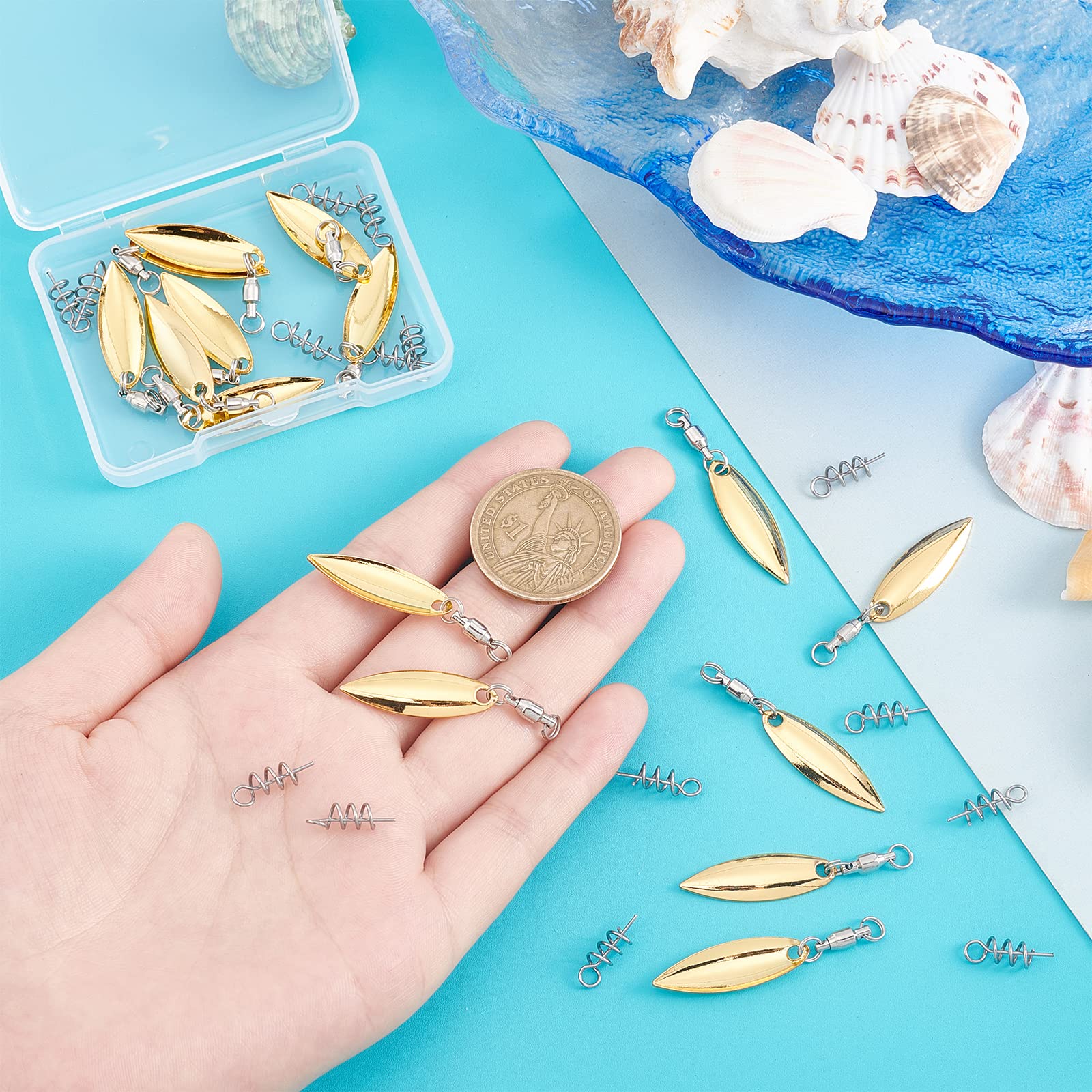 SUPERFINDINGS 15 pcs spring pins secure blades during retrieves.