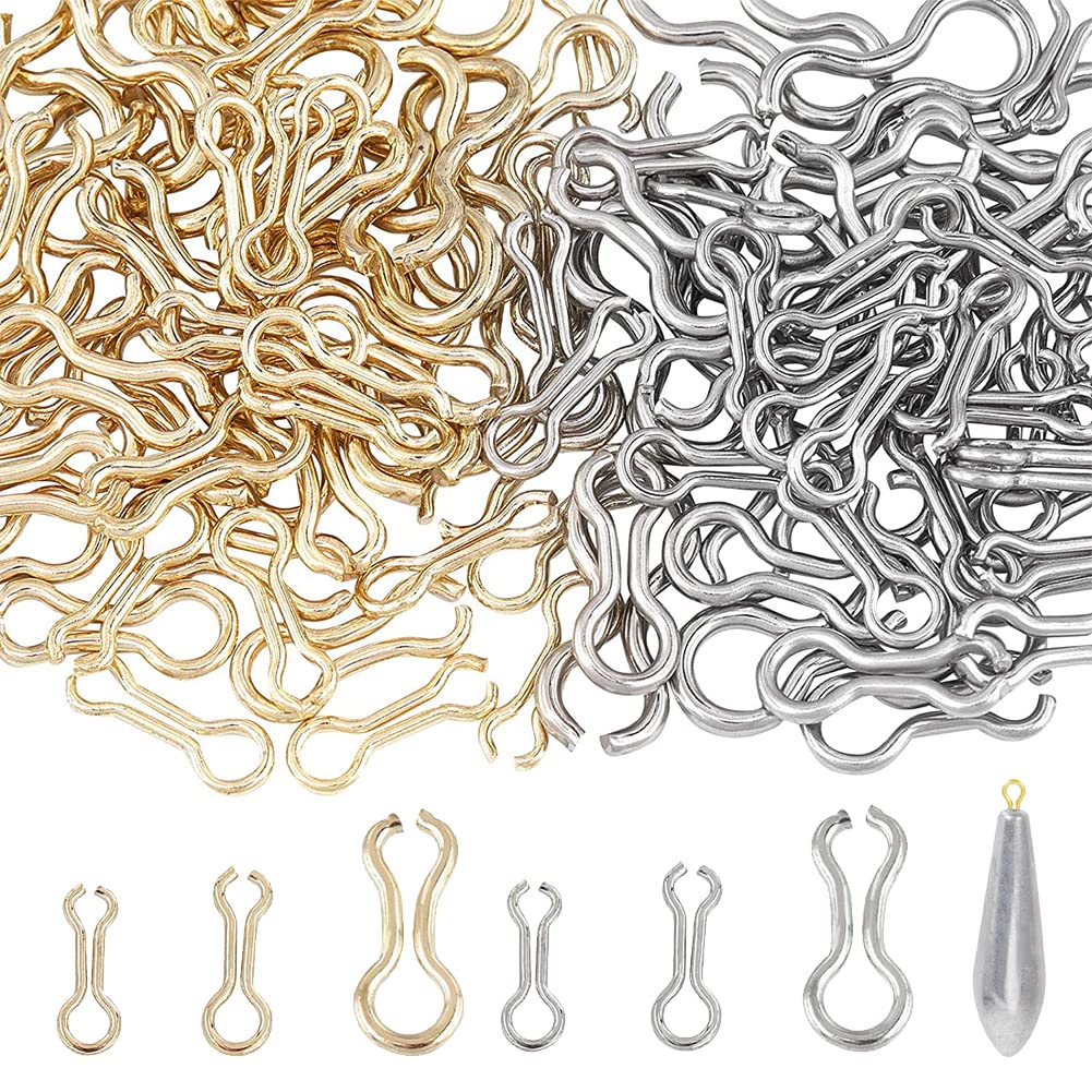 Golden stainless steel sinker eyelets set showing 16x5.5x1mm size