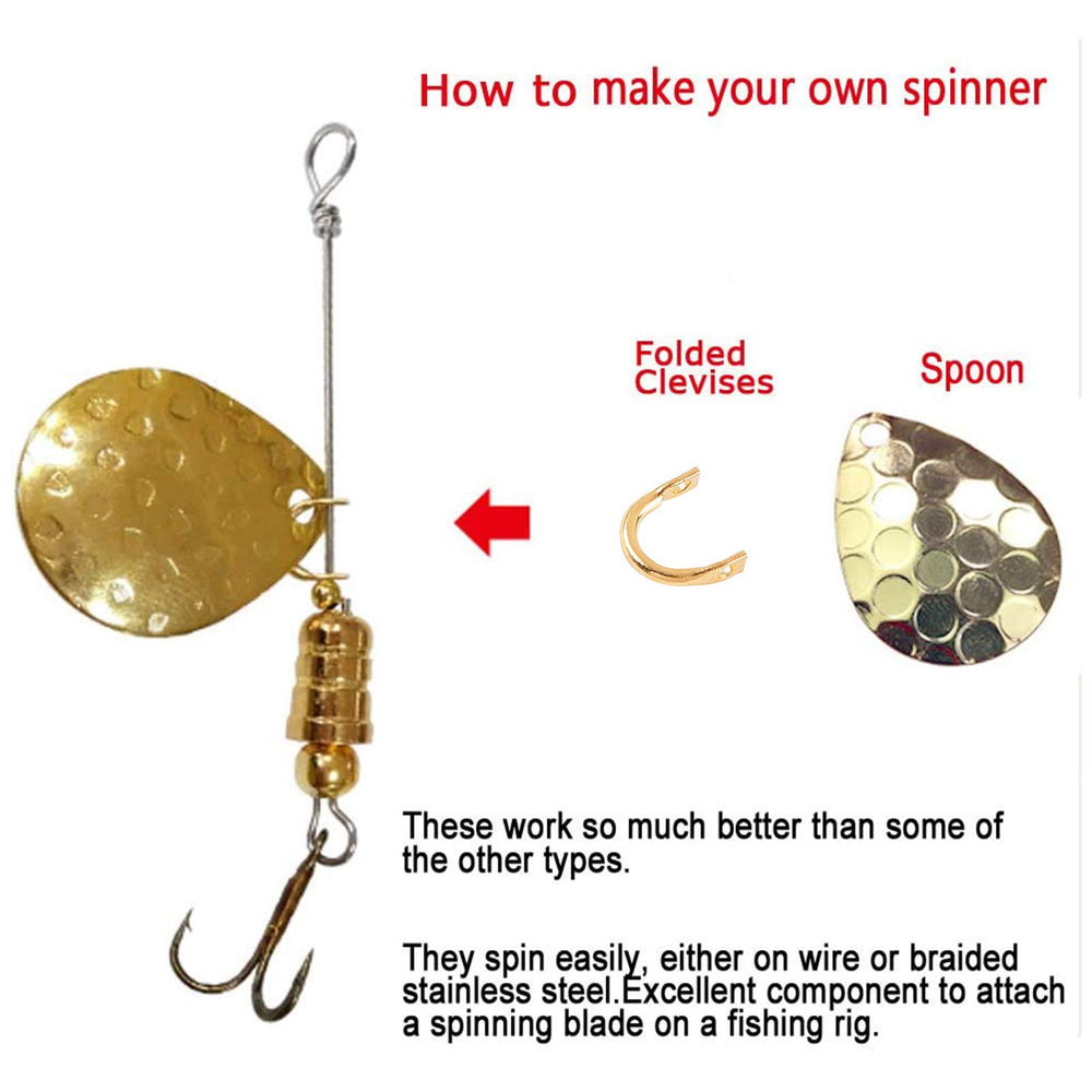 Clevis paired with spoons to create balanced spinnerbaits.