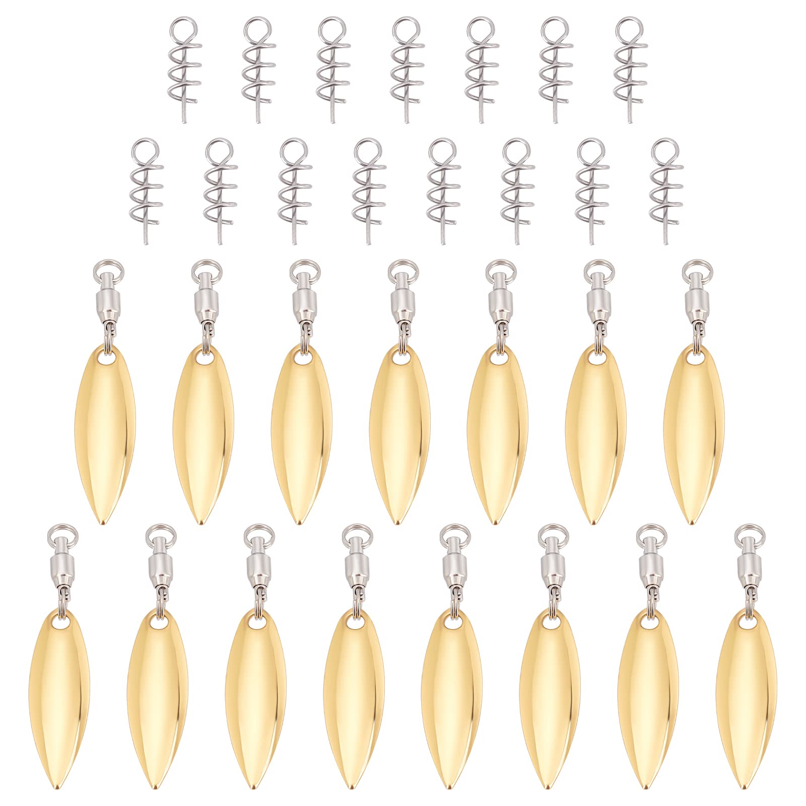 SUPERFINDINGS gold blade spinner close-up for bass lure making.