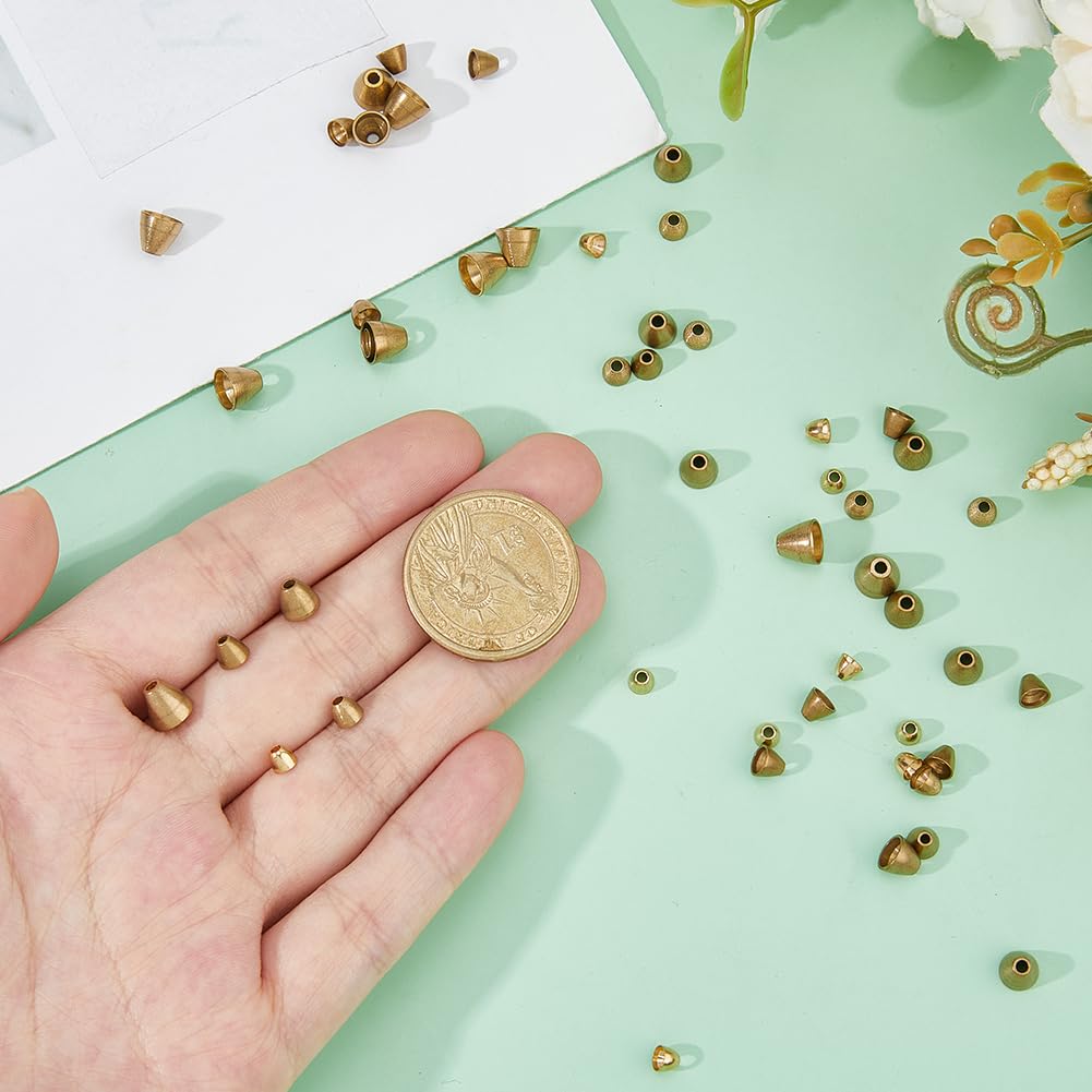 SUPERFINDINGS tungsten beads gold cone end 5x4mm adds robust weight and clean threading